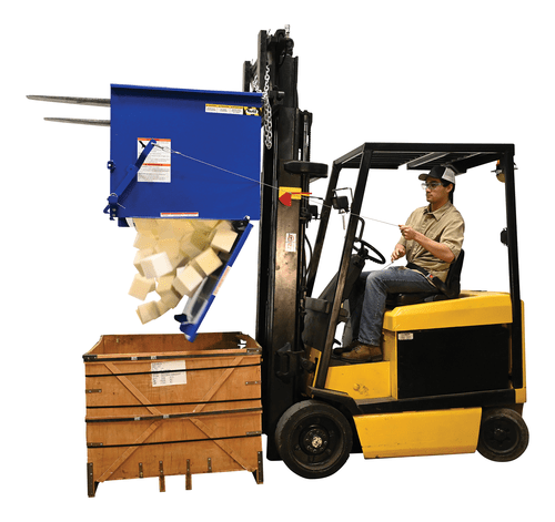 Centerline Dynamics Forklift Attachments Vestil Steel Drop Bottom Hopper 1 Cubic Yard 3,000 Lb. Capacity Blue DBH-100-3