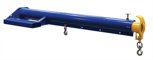 Centerline Dynamics Forklift Attachments Vestil Steel Economy Telescoping Lift Boom 24 In. Fork Pocket Center 6,000 Lb. Capacity Blue and Yellow LM-EBT-6-24