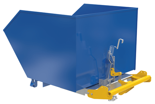 Centerline Dynamics Forklift Attachments Vestil Steel Heavy Duty Bump & Dump Hopper 1-1/2 Cubic Yard 6,000 Lb. Capacity Blue H-150-HD-BD