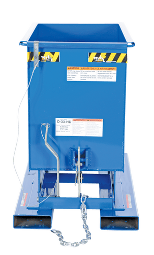 Centerline Dynamics Forklift Attachments Vestil Steel Heavy Duty Self Dumping Hopper 1/3 Cubic Yard 6000 Lb. Capacity Blue D-33-HD