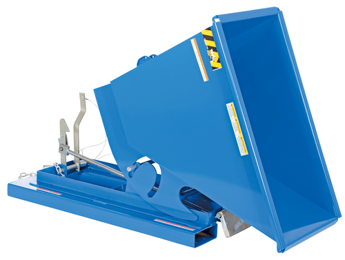 Centerline Dynamics Forklift Attachments Vestil Steel Heavy Duty Self Dumping Hopper 1/3 Cubic Yard 6000 Lb. Capacity Blue D-33-HD