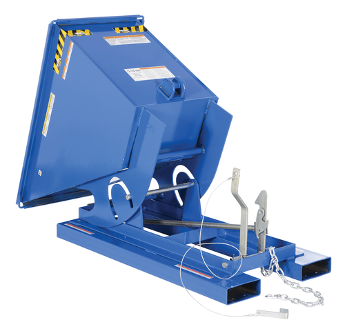 Centerline Dynamics Forklift Attachments Vestil Steel Heavy Duty Self Dumping Hopper 1/3 Cubic Yard 6000 Lb. Capacity Blue D-33-HD