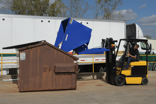 Centerline Dynamics Forklift Attachments Vestil Steel Heavy Duty Self Dumping Hopper 2 Cubic Yard 6000 Lb. Capacity Blue D-200-HD