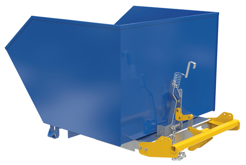 Centerline Dynamics Forklift Attachments Vestil Steel Light Duty Bump & Dump Hopper 1-1/2 Cubic Yard 2,000 Lb. Capacity Blue H-150-LD-BD