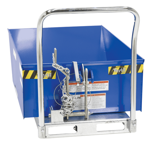 Centerline Dynamics Forklift Attachments Vestil Steel Low Profile Parts Hopper 1/3 Cubic Yd 2000 Lb Capacity Blue HOP-LP-N