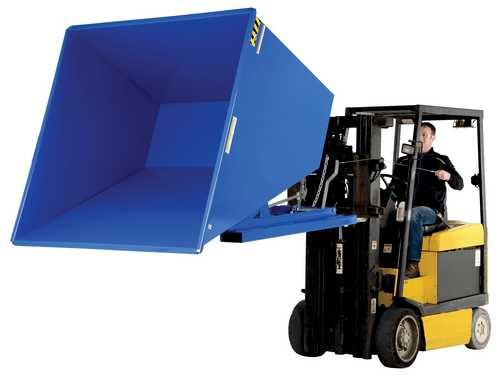 Centerline Dynamics Forklift Attachments Vestil Steel Medium Duty Self Dumping Hopper 2-1/2 Cubic Yard 4000 Lb. Capacity Blue D-250-MD