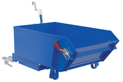 Centerline Dynamics Forklift Attachments Vestil Steel Medium Duty Self Dumping Hopper with Fold Down Front 1/4 Cubic Yard 4000 Lb. Capacity Blue HDROP-25-MD