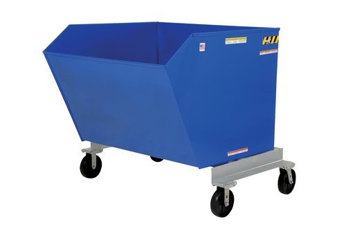 Centerline Dynamics Forklift Attachments Vestil Steel Portable Tilting Hopper 1-1/2 Cubic Yard 2,000 Lb. Capacity Blue P-HOP-1.5