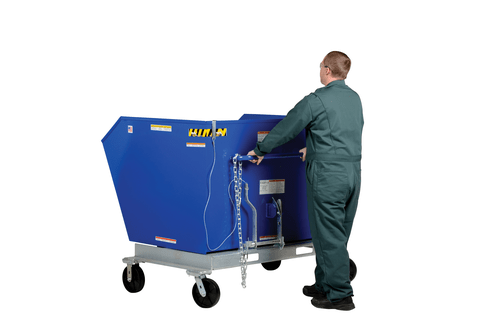 Centerline Dynamics Forklift Attachments Vestil Steel Portable Tilting Hopper 1-1/2 Cubic Yard 2,000 Lb. Capacity Blue P-HOP-1.5