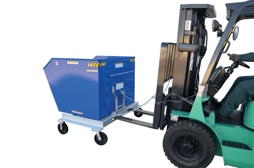 Centerline Dynamics Forklift Attachments Vestil Steel Portable Tilting Hopper 1-1/2 Cubic Yard 2,000 Lb. Capacity Blue P-HOP-1.5