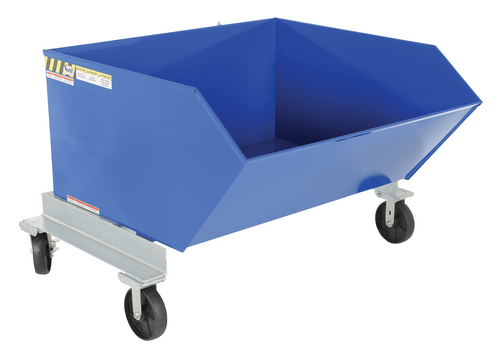 Centerline Dynamics Forklift Attachments Vestil Steel Portable Tilting Hopper 1 Cubic Yard 2,000 Lb. Capacity Blue P-HOP-1