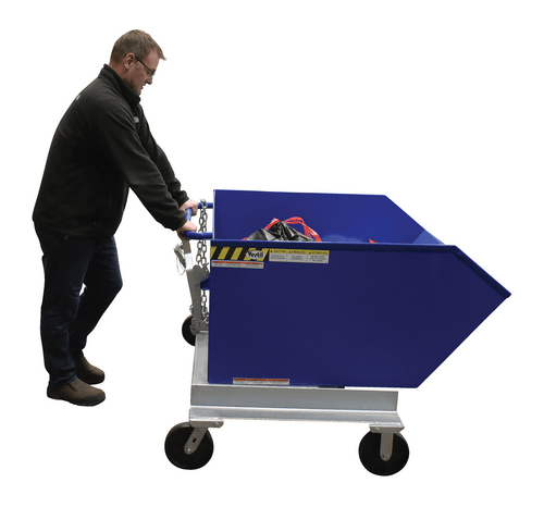 Centerline Dynamics Forklift Attachments Vestil Steel Portable Tilting Hopper 1 Cubic Yard 2,000 Lb. Capacity Blue P-HOP-1