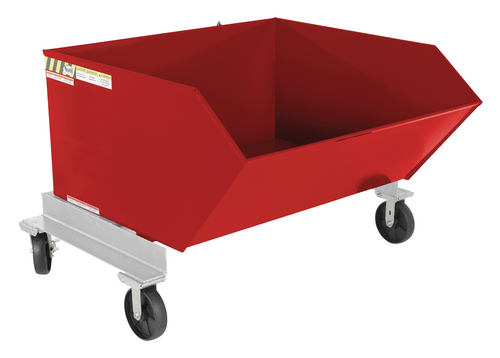 Centerline Dynamics Forklift Attachments Vestil Steel Portable Tilting Hopper 1 Cubic Yard 2,000 Lb. Capacity Red P-HOP-1-RD
