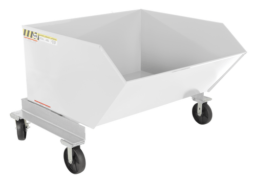 Centerline Dynamics Forklift Attachments Vestil Steel Portable Tilting Hopper 1 Cubic Yard 2,000 Lb. Capacity White P-HOP-1-WT