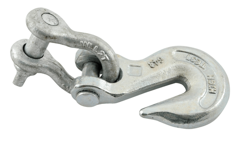 Centerline Dynamics Forklift Attachments Vestil Steel Rigid Grab Hook with Shackle 4,000 Lb. Capacity Silver HOOK-R-4