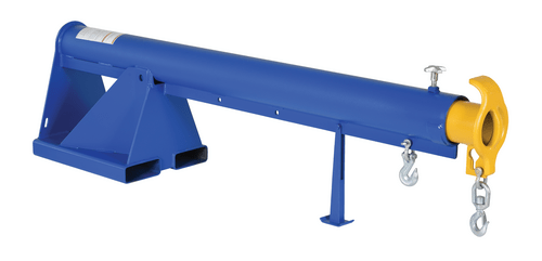 Centerline Dynamics Forklift Attachments Vestil Steel Telescoping Lift Boom 11 In. Fork Pocket Center 4,000 Lb. Capacity Blue and Yellow LM-1T-4-11