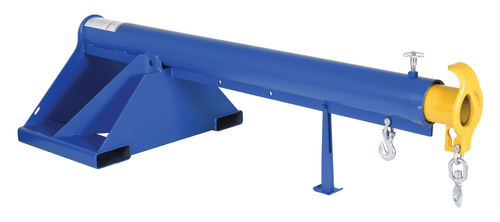 Centerline Dynamics Forklift Attachments Vestil Steel Telescoping Lift Boom 24 In. Fork Pocket Center 4,000 Lb. Capacity Blue and Yellow LM-1T-4-24