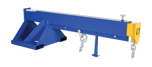 Centerline Dynamics Forklift Attachments Vestil Steel Telescoping Lift Boom 24 In. Fork Pocket Center 8,000 Lb. Capacity Blue and Yellow LM-1T-8-24