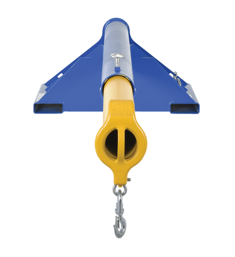 Centerline Dynamics Forklift Attachments Vestil Steel Telescoping Lift Boom 36 In. Fork Pocket Center 4,000 Lb. Capacity Blue and Yellow LM-1T-4-36