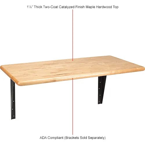 Centerline Dynamics Furniture & Decor ADA Locker Room Bench Top, Hardwood, 42"W x 20"D x 1-1/4"Thick