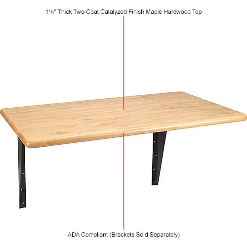 Centerline Dynamics Furniture & Decor ADA Locker Room Bench Top, Hardwood, 42"W x 24"D x 1-1/4"Thick