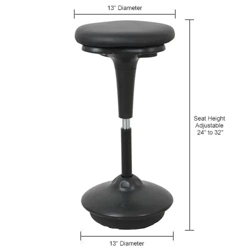 Centerline Dynamics Furniture & Decor Antimicrobial Bonded Leather Active Seating Stool, 25"-33"H, Black