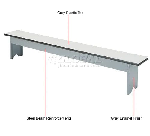 Centerline Dynamics Furniture & Decor Locker Room Bench, Laminate Top with Steel Base, 72 x 12 x 18