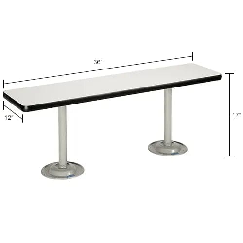 Centerline Dynamics Furniture & Decor Locker Room Bench, Laminate w/ Steel Tube Pedestal Legs, 36"W x 12"D x 17"H