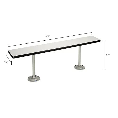 Centerline Dynamics Furniture & Decor Locker Room Bench, Laminate w/ Steel Tube Pedestal Legs, 72"W x 12"D x 17"H