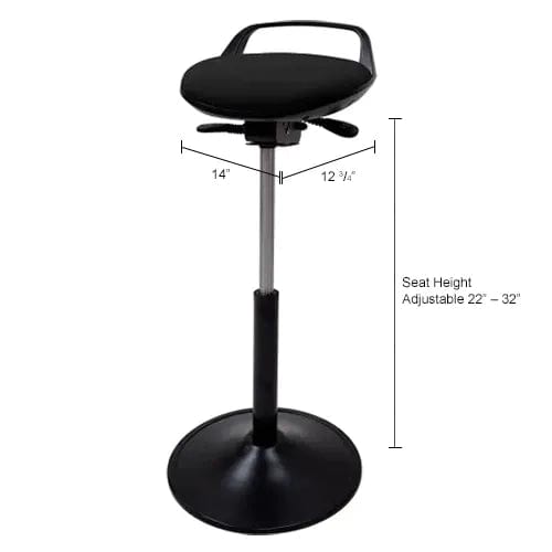 Centerline Dynamics Furniture & Decor Sit-Stand Service Desk Perch Stool with Handle, 22"-32" Seat Height, Black