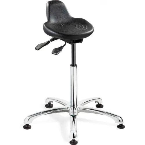 Centerline Dynamics Furniture & Decor Sit Stand Stool - Polyurethane - Black with Aluminum Base