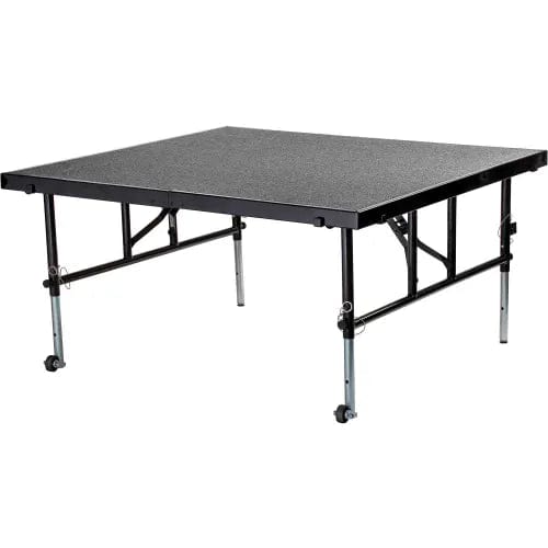 Centerline Dynamics Furniture & Decor Transfix 4'L x 4'W Portable Stage w/ Adjustable 16-24"H & Red Carpet