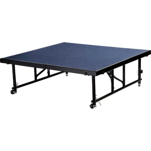 Centerline Dynamics Furniture & Decor Transfix 4'L x 4'W Portable Stage w/ Adjustable 24-32"H & Blue Carpet