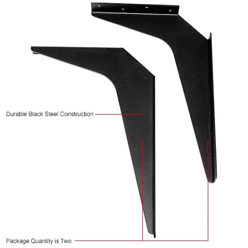 Centerline Dynamics Furniture & Decor Wall Mount Brackets For 24" Deep ADA Locker Bench Top, Black, Pair