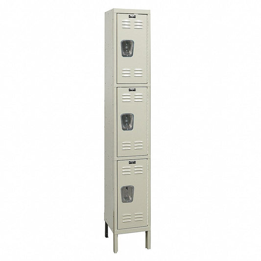 Centerline Dynamics Galvanite™ Rust Resistant Lockers Assembled Hallowell Galvanite Locker, 12"W x 12"D x 78"H, 729 Tan, Triple Tier, 1-Wide