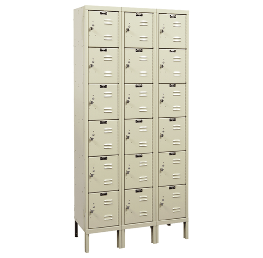 Centerline Dynamics Galvanite™ Rust Resistant Lockers Assembled Hallowell Galvanite Locker, 36"W x 12"D x 78"H, 729 Tan, 6-Tier, 3-Wide