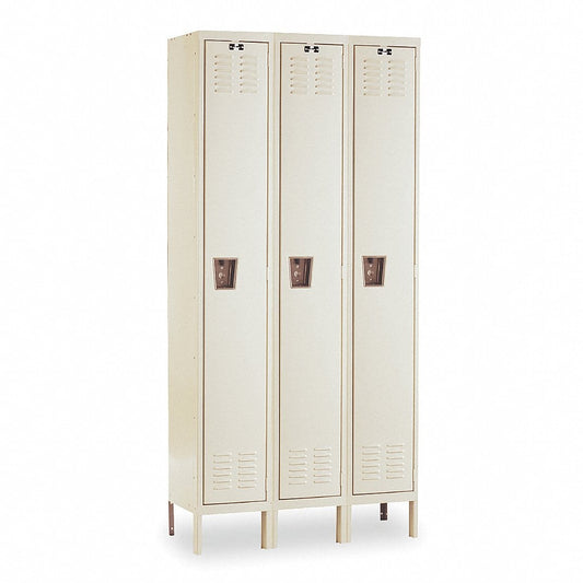 Centerline Dynamics Galvanite™ Rust Resistant Lockers Assembled Hallowell Galvanite Locker, 36"W x 12"D x 78"H, 729 Tan, Single Tier, 3-Wide