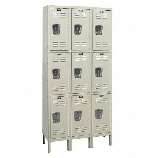 Centerline Dynamics Galvanite™ Rust Resistant Lockers Assembled Hallowell Galvanite Locker, 36"W x 12"D x 78"H, 729 Tan, Triple Tier, 3-Wide