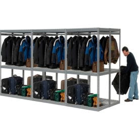 Centerline Dynamics Garment Triple Rack Global Industrial Boltless Luggage Garment Triple Combo Rack - 144"W x 48"D x 84"H - 796550