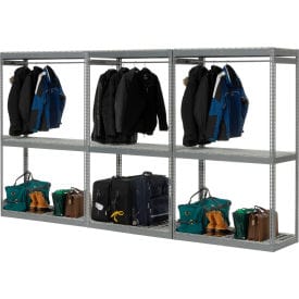 Centerline Dynamics Garment Triple Rack Global Industrial Boltless Luggage Garment Triple Rack - 144"W x 24"D x 84"H - 796547