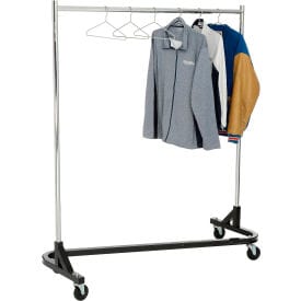 Amko Displays Rolling Z Rack, Chrome Upright & Hangrail, Black Base, H ...