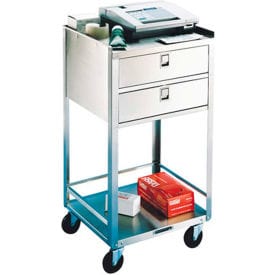 Centerline Dynamics General Purpose Supply Cart Stainless Steel Equipment Stand, 2 Drawers, 300 lb. Capacity, 2 Shelves