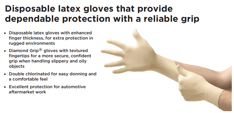 Ansell MICROFLEX® Diamond Grip® MF-300 Latex Gloves, Powder-Free