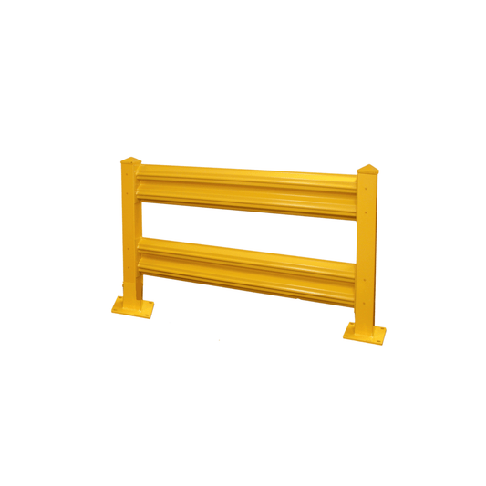 Centerline Dynamics Guardrail Hallowell Guardrail - Double Rail Column Assembly, 5"W x 5"D x 42"H, Safety Yellow, Includes Welded on 10" x 10" Anchoring Plate