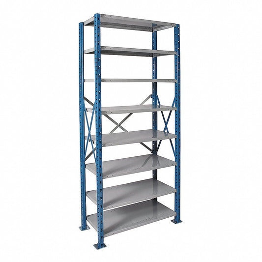 Centerline Dynamics H Post™ High Capacity Shelving Closed Hallowell H-Post High Capacity Shelving 36"W x 24"D x 123"H, 8 Adjustable Shelves, Unit Open Style with Sway Braces