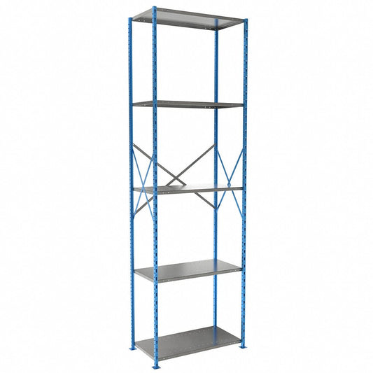 Centerline Dynamics H Post™ High Capacity Shelving Closed Starter Hallowell H-Post High Capacity Shelving 36"W x 18"D x 123"H, 5 Adjustable Shelves, Unit Open Style with Sway Braces