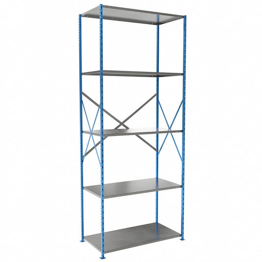 Centerline Dynamics H Post™ High Capacity Shelving Closed Starter Hallowell H-Post High Capacity Shelving 36"W x 24"D x 123"H, 5 Adjustable Shelves, Unit Open Style with Sway Braces