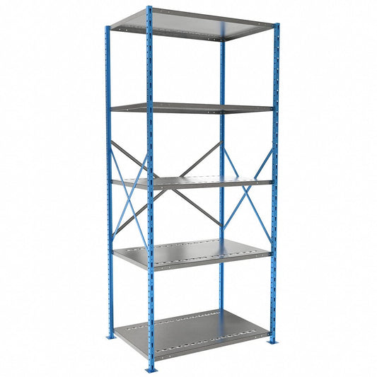 Centerline Dynamics H Post™ High Capacity Shelving Closed Starter Hallowell H-Post High Capacity Shelving 36"W x 24"D x 87"H, 5 Adjustable Shelves, Unit Open Style with Sway Braces