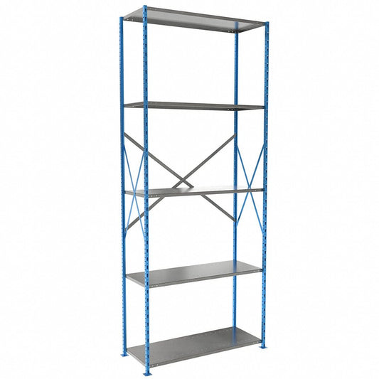 Centerline Dynamics H Post™ High Capacity Shelving Closed Starter Hallowell H-Post High Capacity Shelving 48"W x 18"D x 123"H, 5 Adjustable Shelves, Unit Open Style with Sway Braces