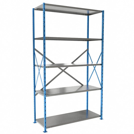 Centerline Dynamics H Post™ High Capacity Shelving Closed Starter Hallowell H-Post High Capacity Shelving 48"W x 18"D x 87"H, 5 Adjustable Shelves, Unit Open Style with Sway Braces